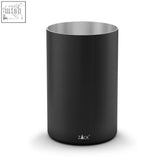 Black matte-finished Zack Olomo tumbler with shiny stainless steel matt brushed interior and sleek cylindrical design