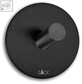 Black matte zack peco stainless steel towel hook with circular base and cylindrical peg for easy hanging