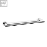Chrome finished double towel rail with sleek cylindrical design in polished stainless steel for premium bathroom organisation
