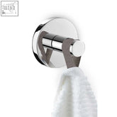 Zack Scala towel hook in polished stainless steel with chrome finish and gray fabric grip for modern bathroom use