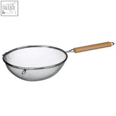 Silver stainless steel zenigo large sieve with wooden handle for easy straining and sifting in the kitchen