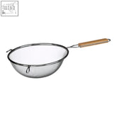 Zenigo stainless steel medium sieve with metal mesh strainer and wooden handle for kitchen use