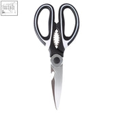 Zing black and white scissors stainless steel kitchen shears with bottle opener integrated in blade