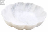 Zoro large white marble scalloped bowl with delicate gray veining and a stylish scalloped edge in a large white marble design