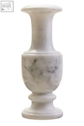 A zoro white marble vase with classic white marble, subtle gray veining, and a fluted neck design