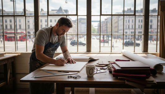 Artisan sketching luxury bespoke furniture designs