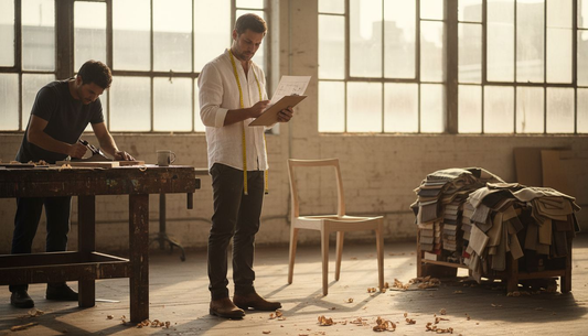 Designer planning furniture in artisan workshop