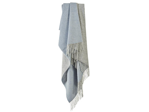 Dartmoor Reversible Pure New Wool Throw - Blue Mist