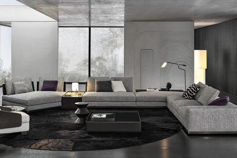 Gerry Five Seater, Six Seater Corner Sofa, Linen & Nappa Real Leather