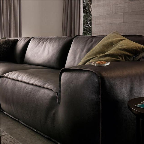Glover Three Seater Sofa, Black Leather