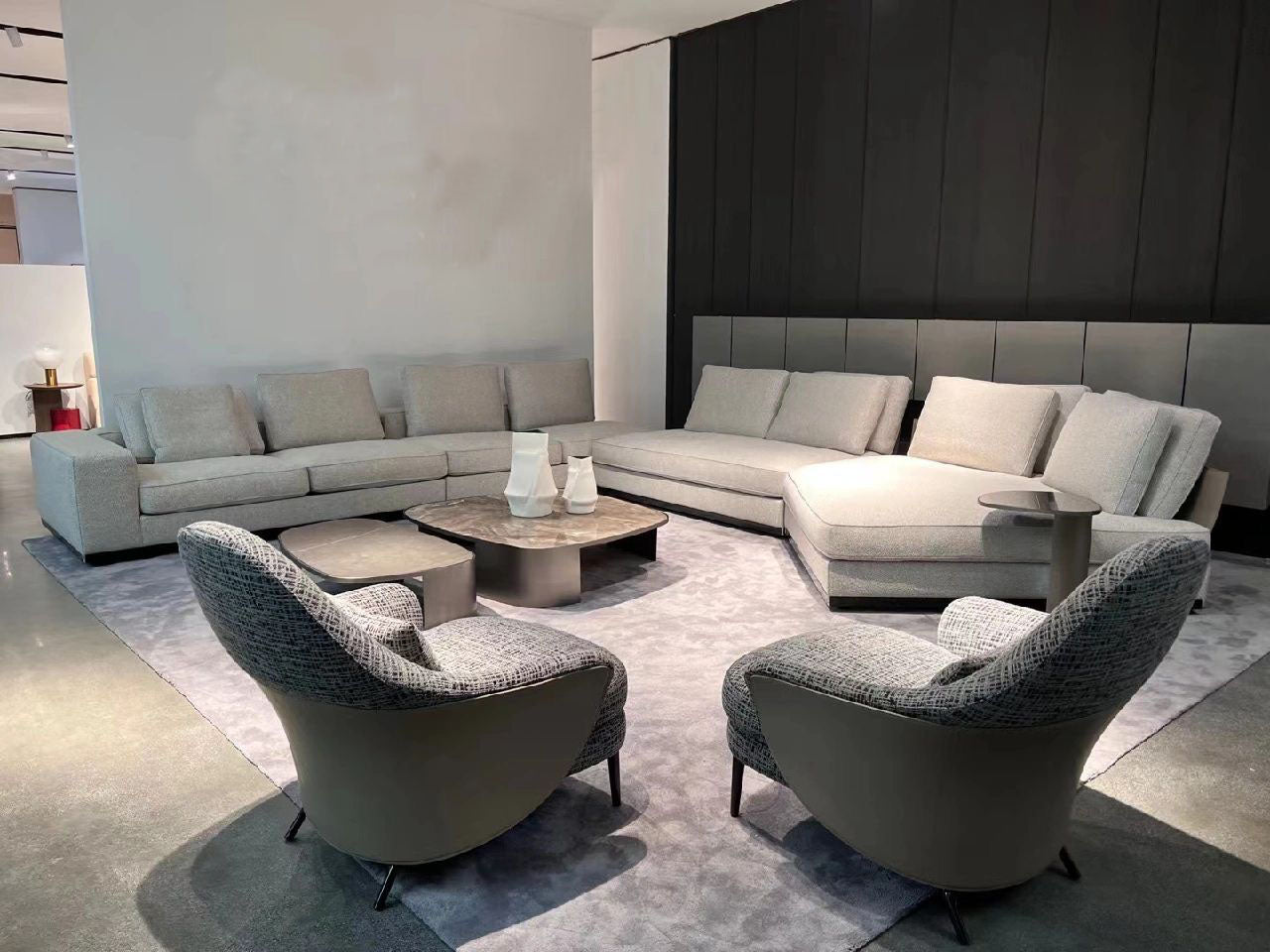 Gerry Five Seater, Six Seater Corner Sofa, Linen & Nappa Real Leather