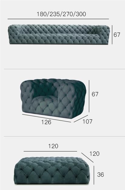 Gunter Three Seater Sofa, Velvet