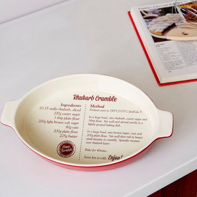 From Scratch Red Stoneware Oval Baking Dish