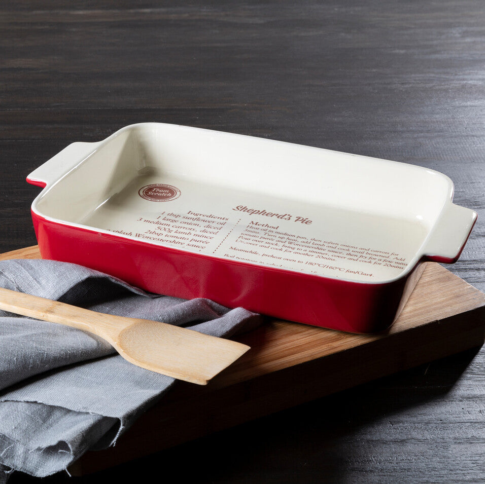 From Scratch Red Stoneware Rectangular Baking Dish