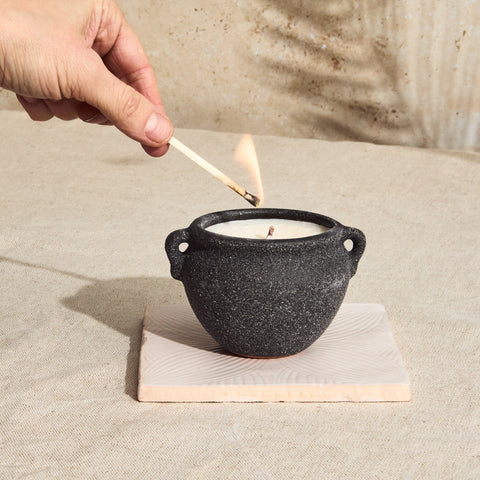 Marrakesh Graphite Pottery Candle - Activated Charcoal & Matcha