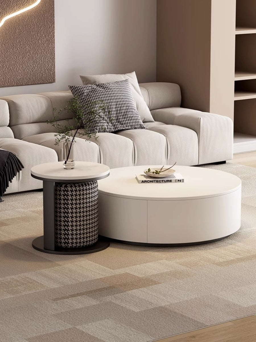 Aria Marble Coffee Table Set, WIth a Mini Stool｜ DC Concept