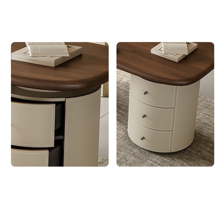 Simao Office Desk With Storage Drawers, Solid Wood