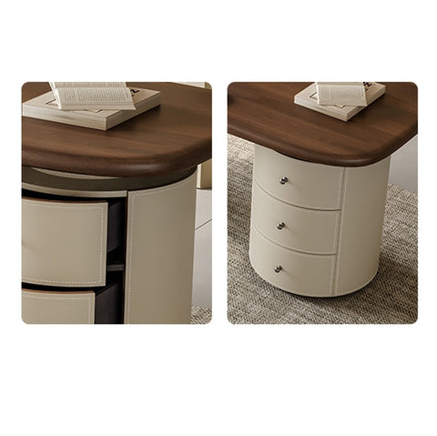 Simao Office Desk With Storage Drawers, Solid Wood