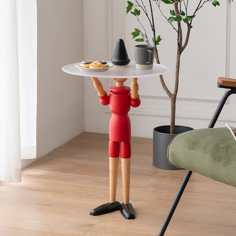 Derby Pinocchio Puppet Side Table, Solid Wood