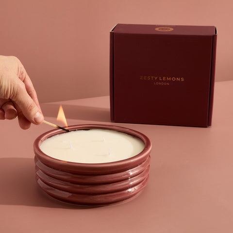 Contemporary Kiln Large Burgundy Candle