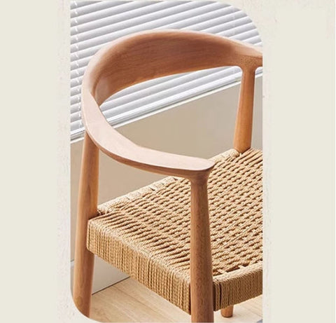Abiram Rattan Dining Chair, Solid Wood