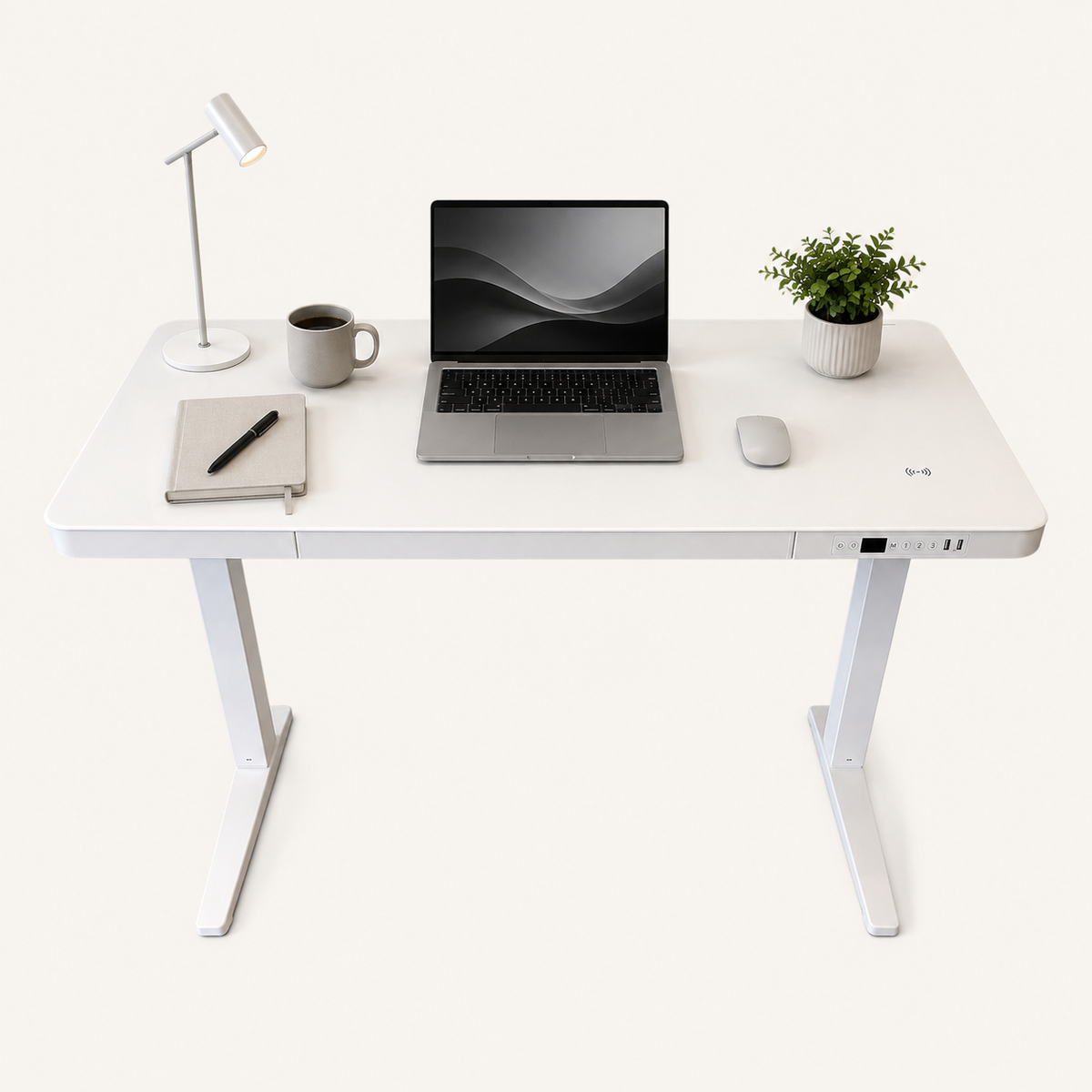 E-Max Electric Height Adjustable Desk White (Glass Top) – Purus Life