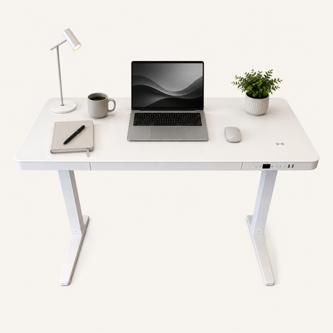 E-Max Electric Height Adjustable Desk White (Glass Top) – Purus Life