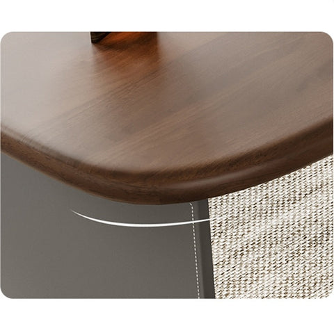 Simao Office Desk With Storage Drawers, Solid Wood