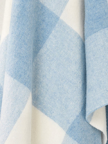 Pastel Block Check Merino Lambswool Throw - Aqua