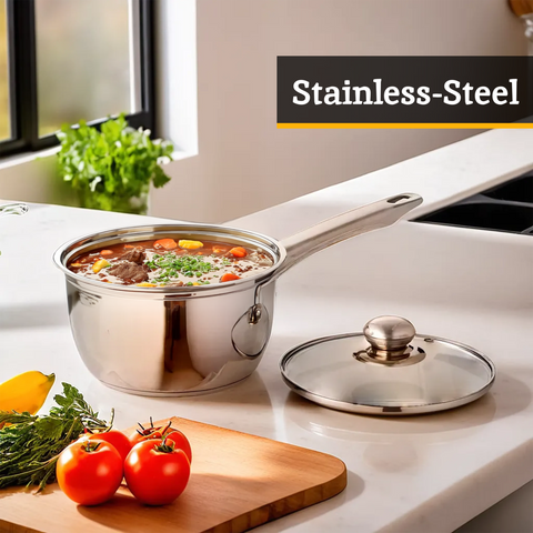 Crosse Set of 3 Stainless Steel Saucepans with Glass Lids