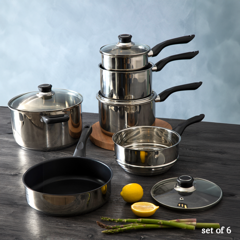 Crosse 6 Piece Stainless Steel Cookware Set