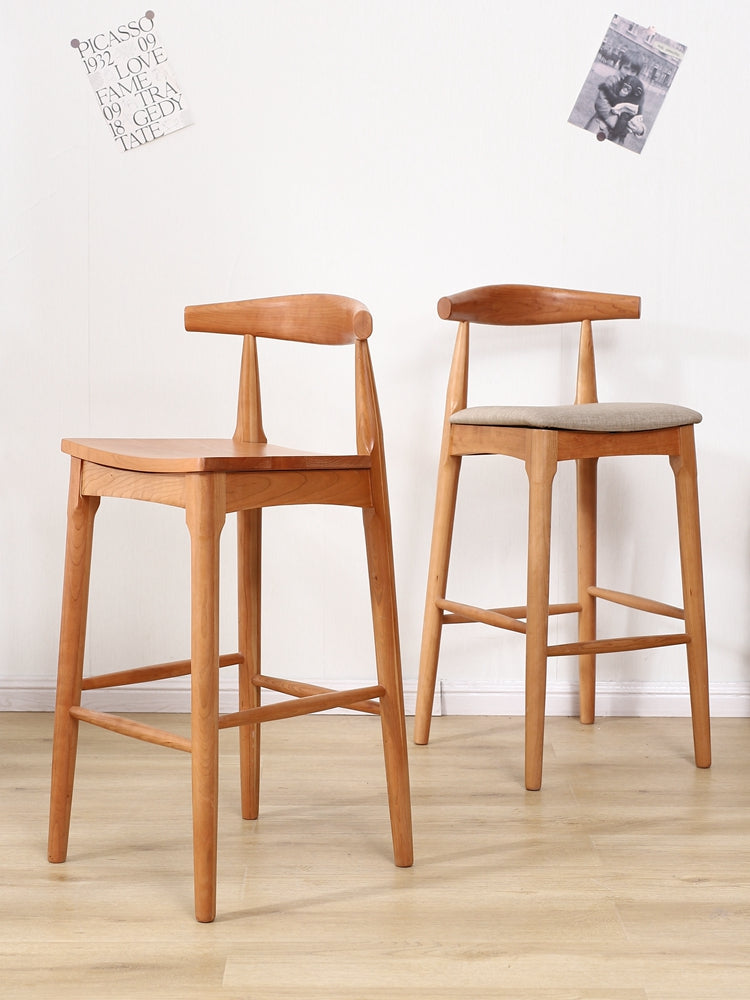 Hans Wegner CH32 Bar Stool, Oak/ Rosewood, Linen