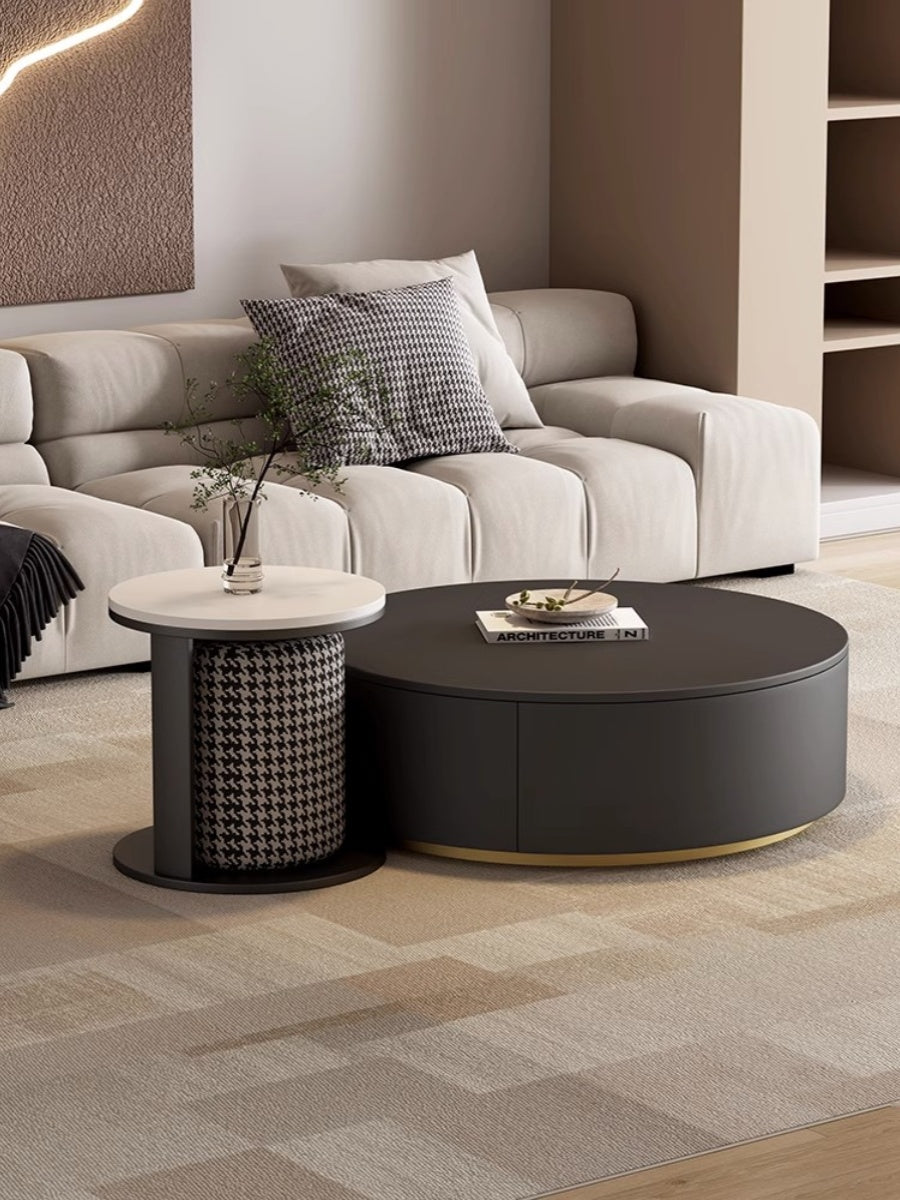 Aria Marble Coffee Table Set, WIth a Mini Stool｜ DC Concept
