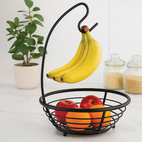 Emery Matt Black Fruit Basket with Banana Hanger