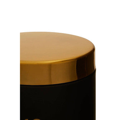 Liberty Black Enamel Biscuit Canister with Gold Lid