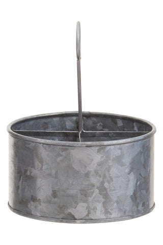 Drummond Galvanised Steel 4 Compartment Round Cutlery Caddy