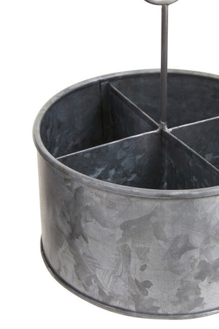 Drummond Galvanised Steel 4 Compartment Round Cutlery Caddy