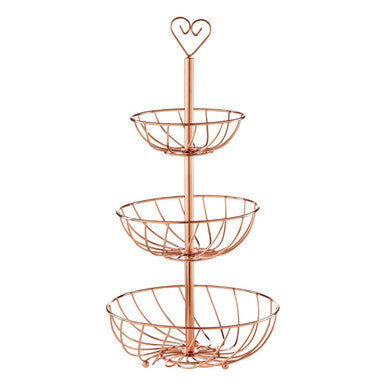 Kuper 3 Tier Rose Gold Finish Fruit Basket