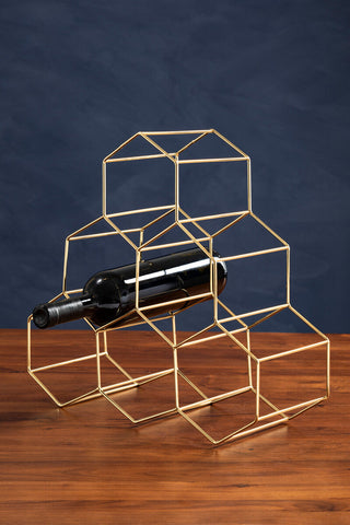 Vertex 6 Bottle Gold Finish Wine Rack