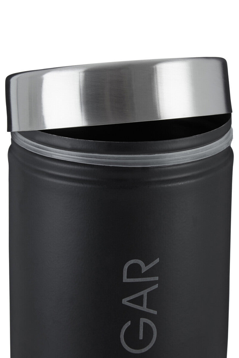 Liberty Black Enamel Sugar Canister With Silver Lid