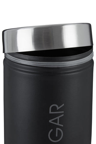 Liberty Black Enamel Sugar Canister With Silver Lid
