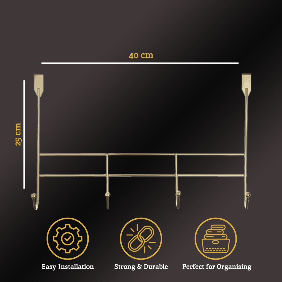 4 Hook Champagne Gold Over Door Hanger