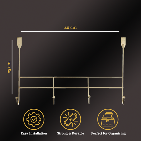 4 Hook Champagne Gold Over Door Hanger