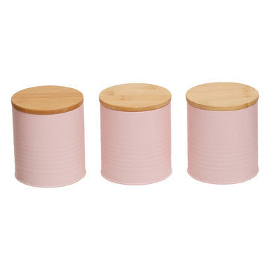 Set Of Three Alton Pink Canisters