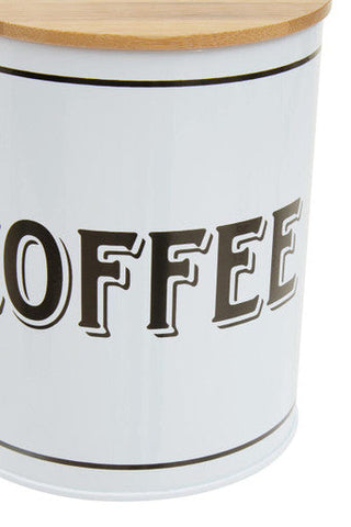 Grocer White Metal Coffee Canister