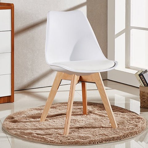White Halo Dining Table & Set of 4 Lorenzo Jamie Tulip Dining Chairs with Padded Seat