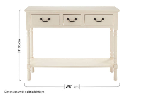 Heritage 3 Drawer Ivory Console Table