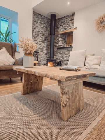 LINA Angled Legs Chunky Live / Waney Edge Coffee Table