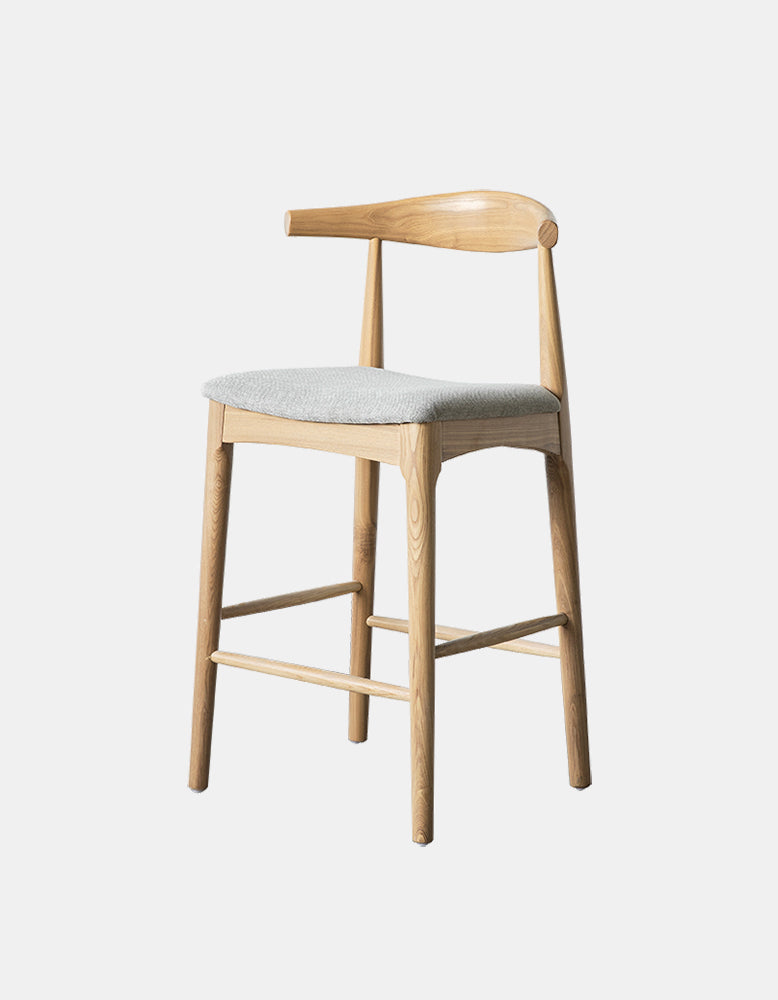 Hans Wegner CH32 Bar Stool, Oak/ Rosewood, Linen