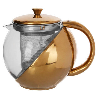 Fuso  Gold Finish Glass 600 ml Teapot With Infuser